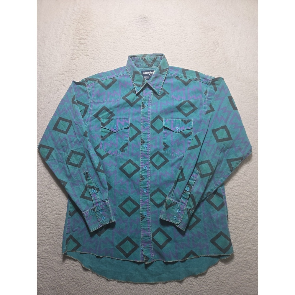 90s Wrangler Brushpopper XL 17-35 Aztec Zig Zag Rodeo Cowboy Western Funky